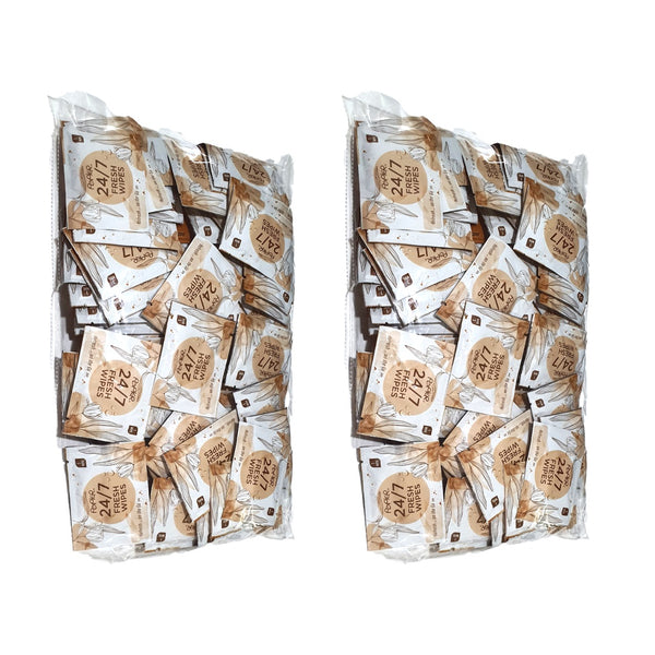 24/7 Fresh Wipes - 1s (Orange) Bulk Polybag | 1x100 | Pack of 2