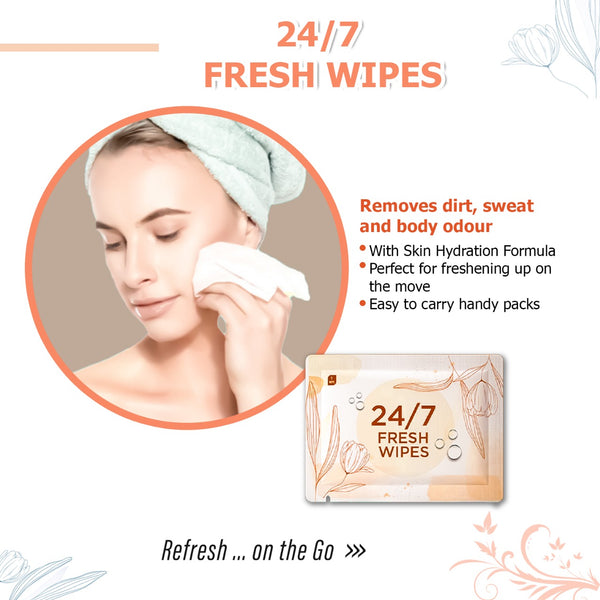24/7 Fresh Wipes - 1s (Orange) Bulk Polybag | 1x100 | Pack of 2