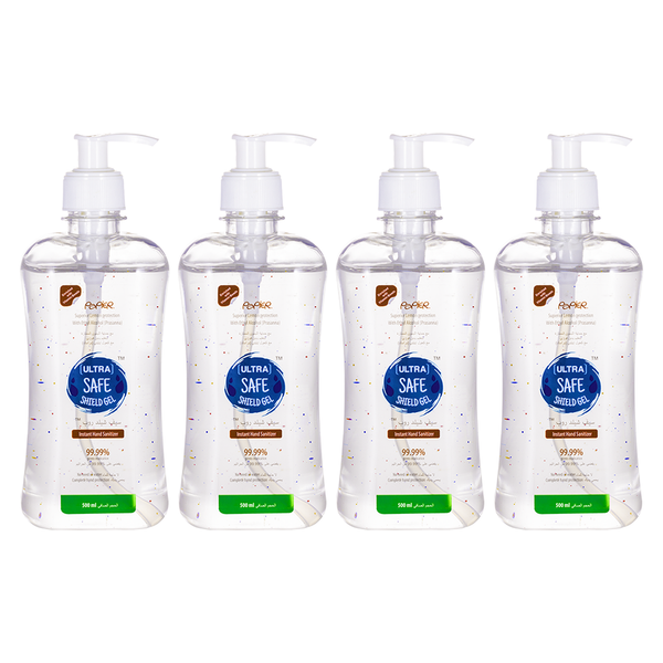 Ultra Safe Shield Gel Instant Hand Sanitizer 500 ml Combo of 4