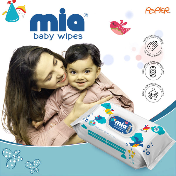 Mia Baby Wet Wipes with Label, 80 counts pack of 4