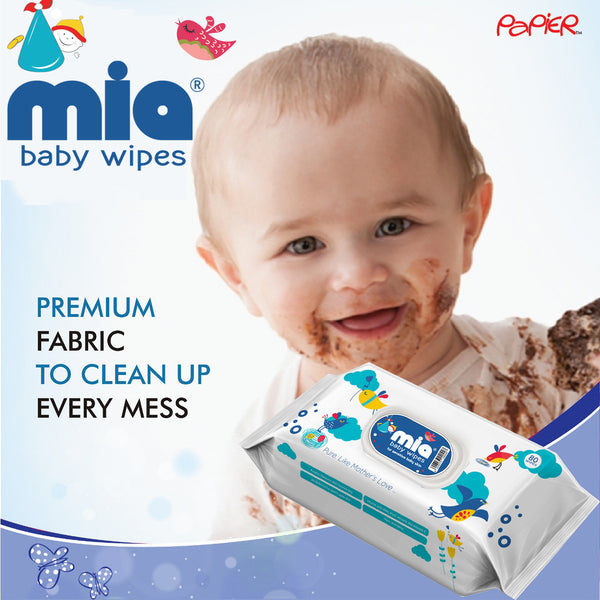 Mia Baby Wet Wipes with Label, 80 counts pack of 2