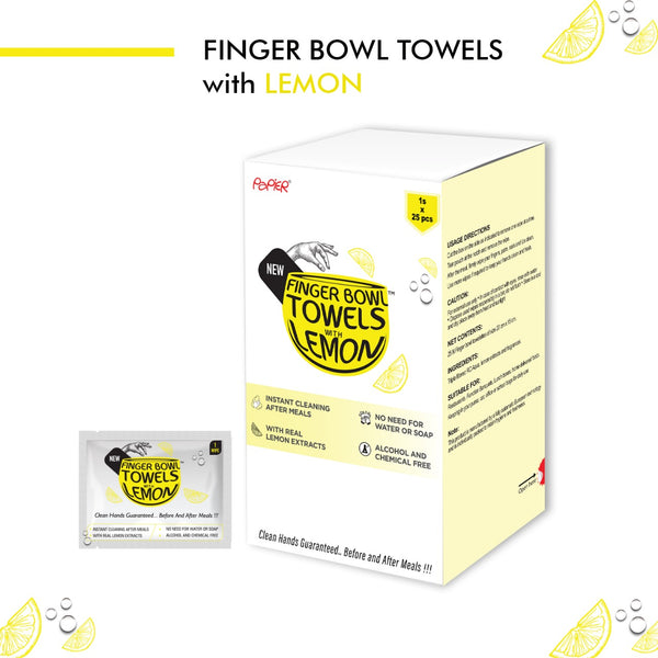 Finger Bowl Towels with Lemon | 1sx25 = 25 Wipes