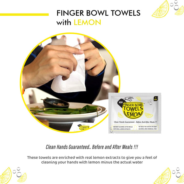 Finger Bowl Towels with Lemon | 1sx25 = 25 Wipes | Pack of 2