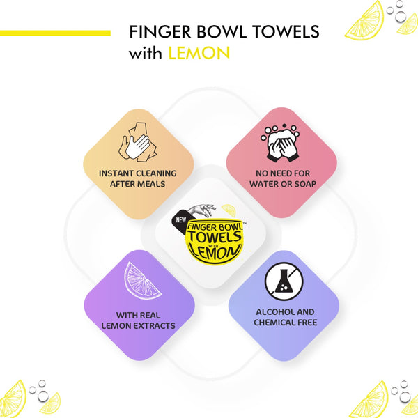 Finger Bowl Towels with Lemon | 1x100 Wipes | Polybag | Pack of 1