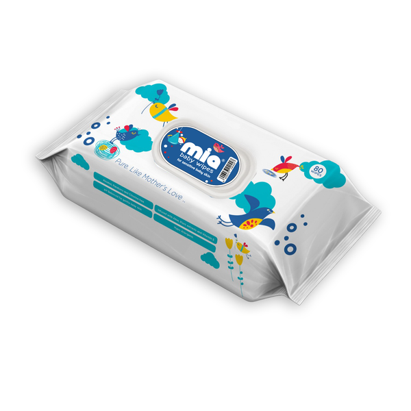 Mia Baby Wet Wipes with lid, 80 Pcs