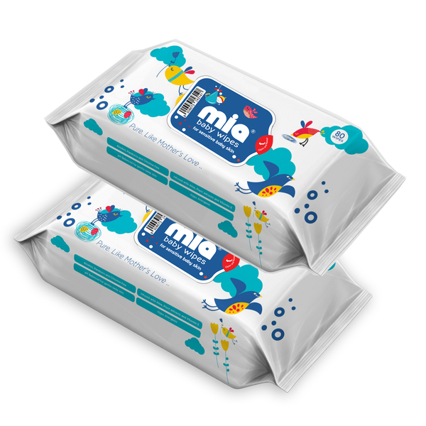 Mia Baby Wet Wipes with Label, 80 counts pack of 2