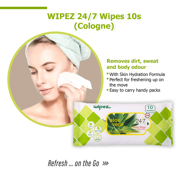 Wipez 24/7 Towelettes 10s Aloevera - Pack of 4