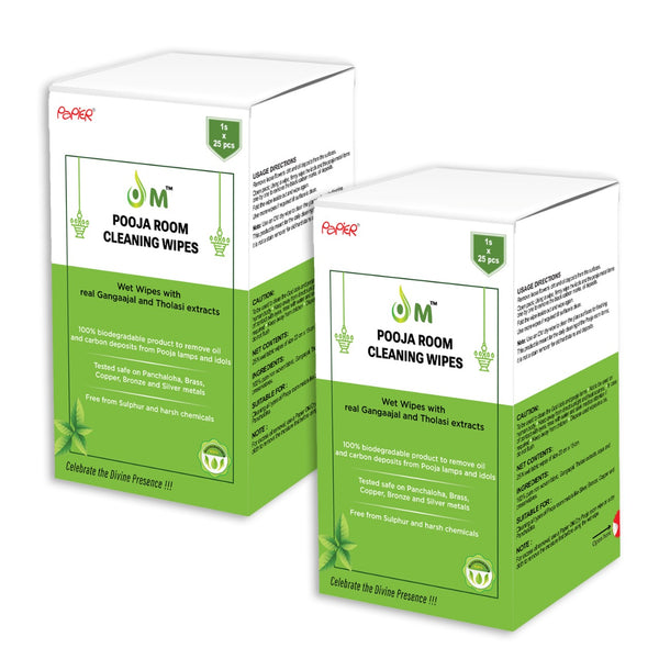 OM Pooja Wipes | Gangaajal and Tholasi | 1sx25=25 wipes Pack of 2