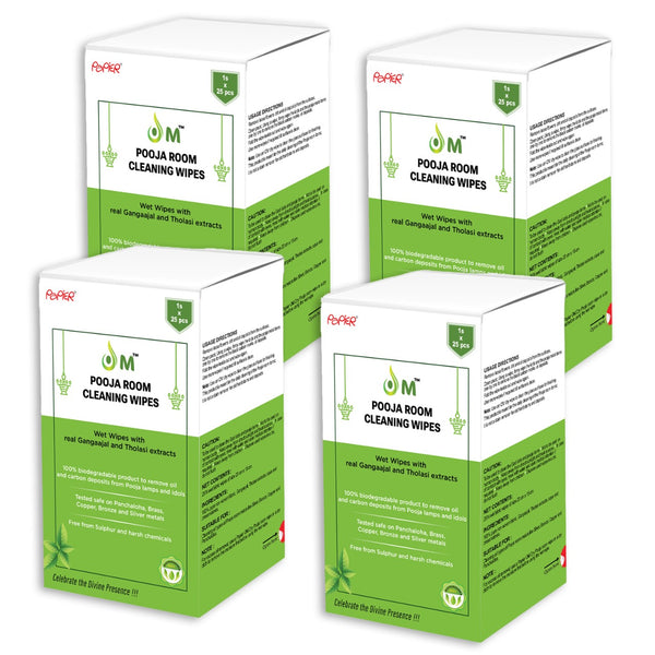 OM Pooja Wipes | Gangaajal and Tholasi | 1sx25=25 wipes pack of 4