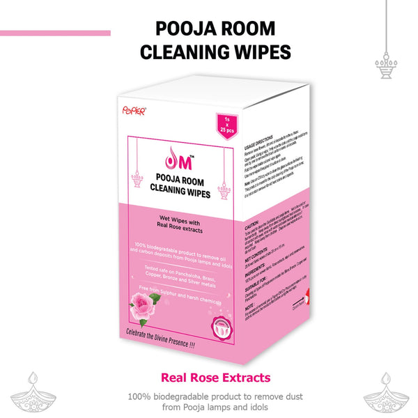 OM Pooja Wipes | Rose | 1sx25=25 wipes
