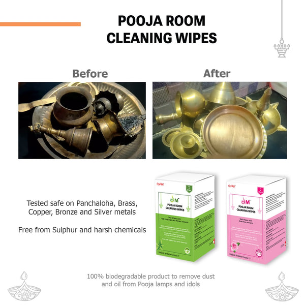 OM Pooja Wipes | Gangaajal and Tholasi | 1sx25=25 wipes Pack of 2