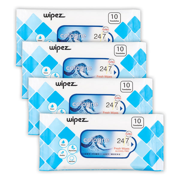 Wipez 24/7 Towelettes 10s Cologne | Pack of 4