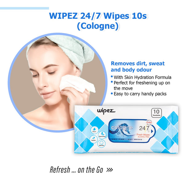 Wipez 24/7 Towelettes 10s Cologne | Pack of 4